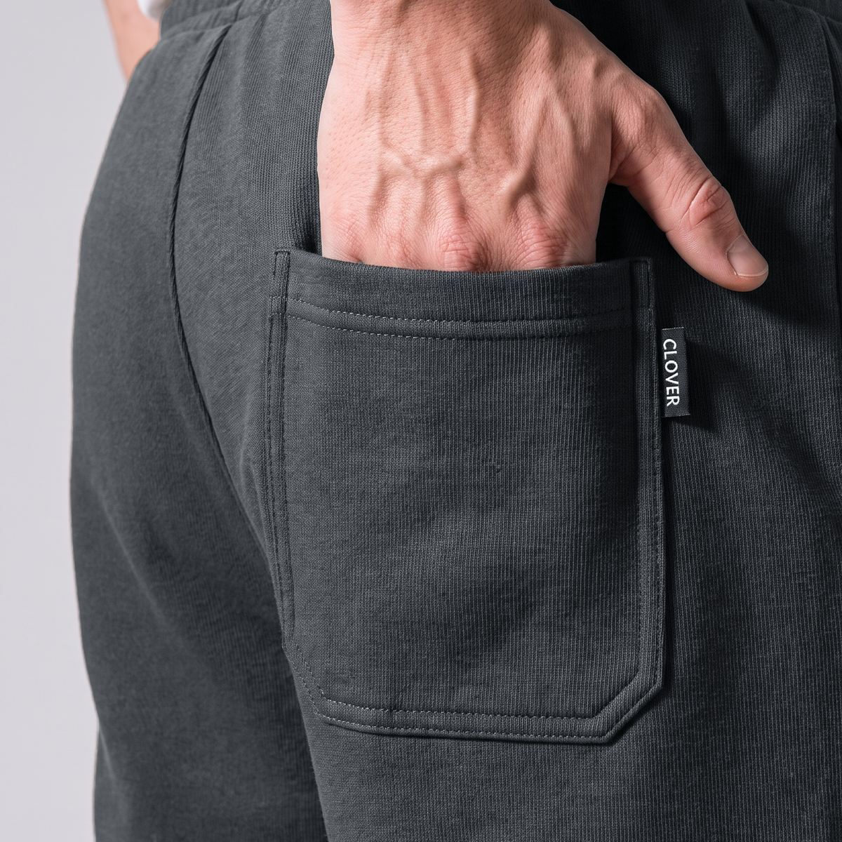 Clover ribbed interlock sweatpants with welt pockets
