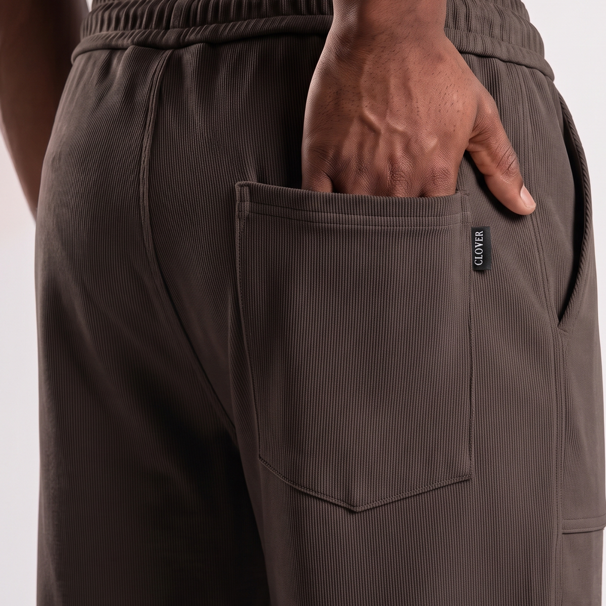 Clover ribbed interlock joggers with a slip-on pocket