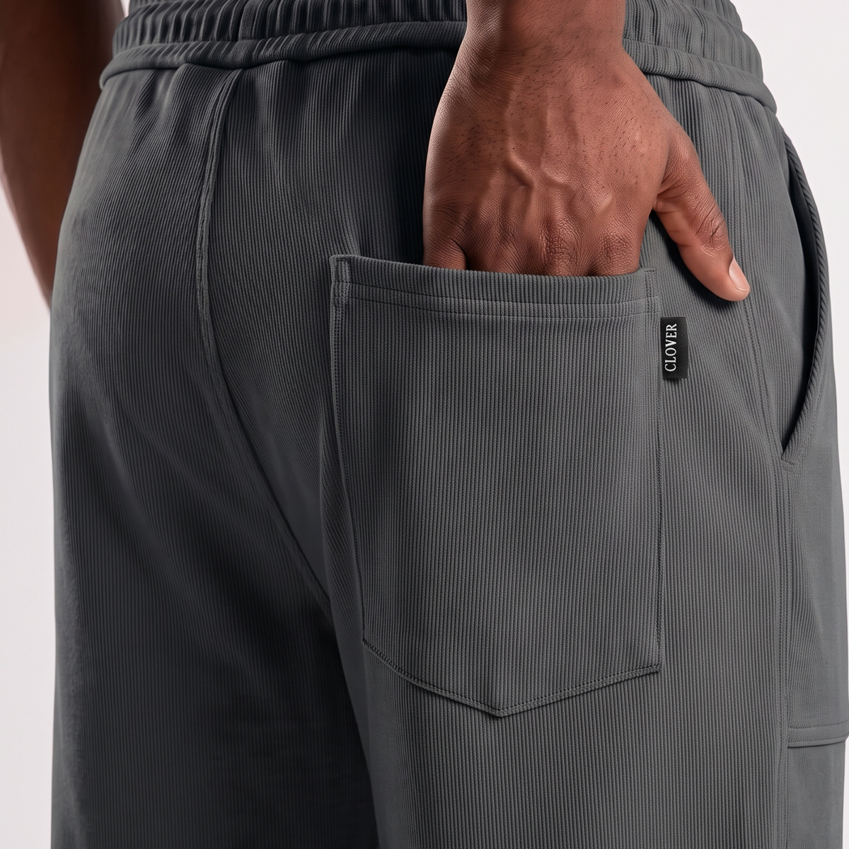 Clover ribbed interlock joggers with a slip-on pocket