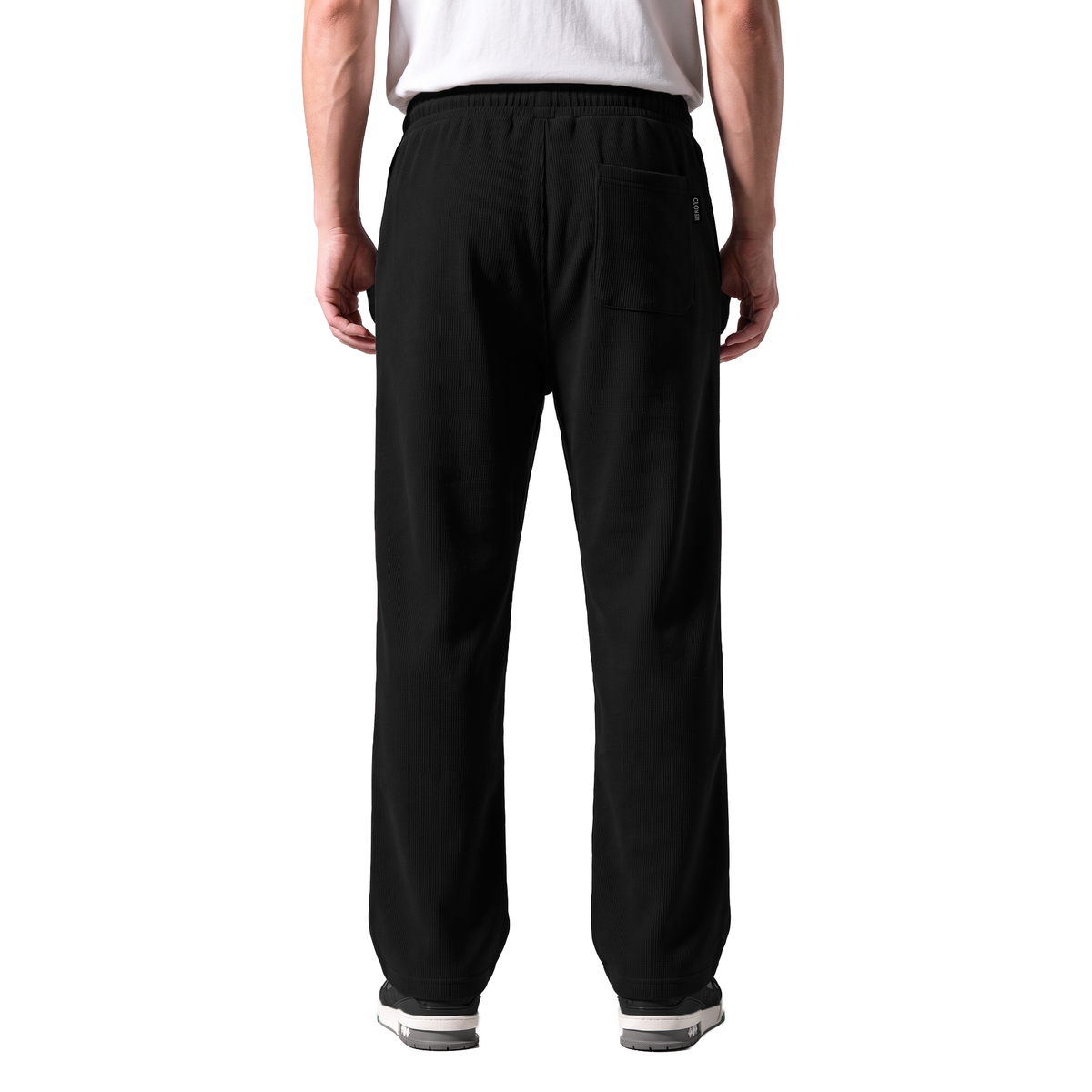 Clover ribbed interlock sweatpants with welt pockets