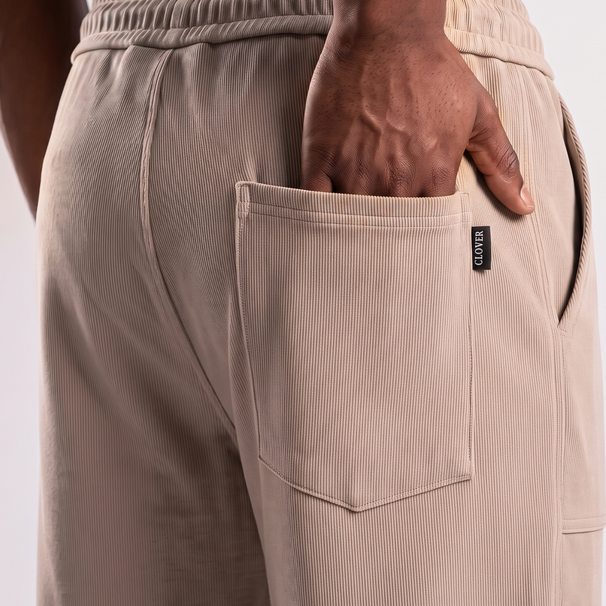 Clover ribbed interlock joggers with a slip-on pocket