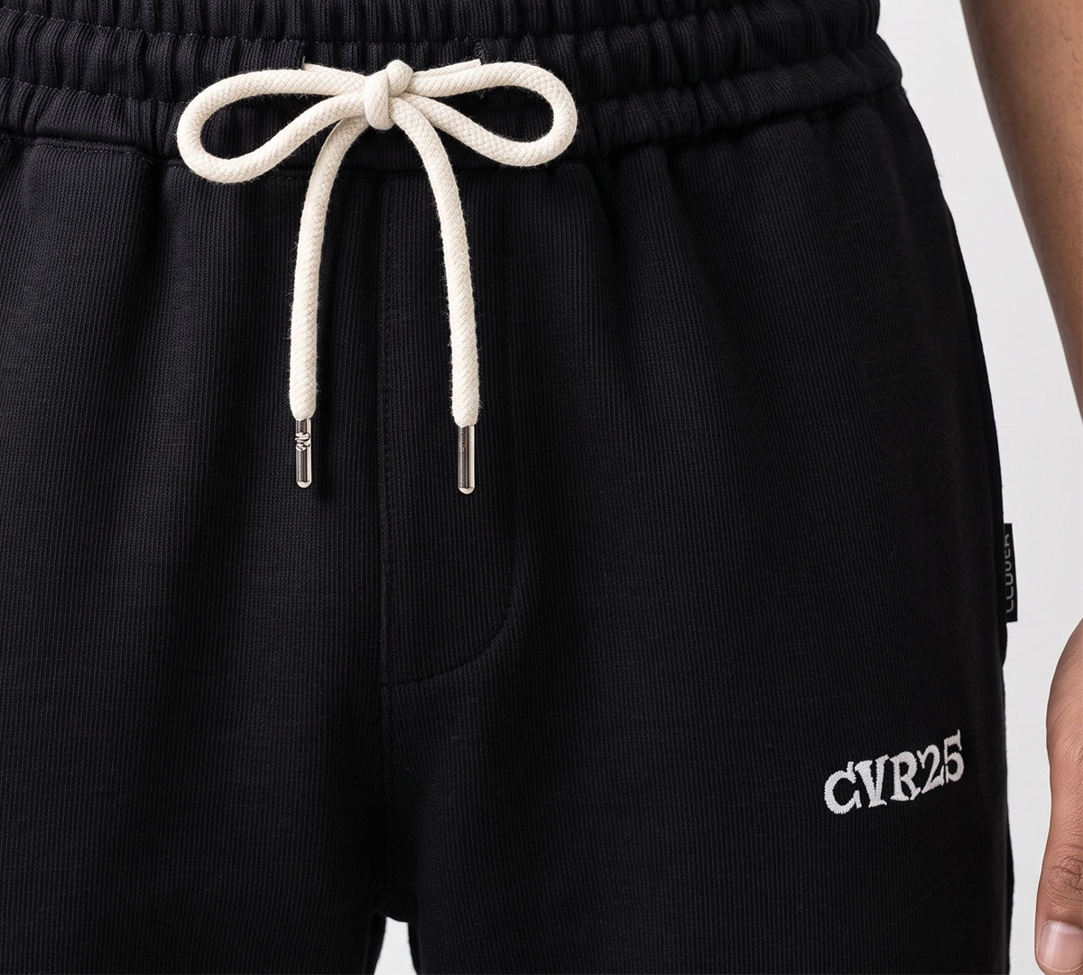Clover Ribbed Interlock Wide-Leg Trousers with Embroidery (CVR25)