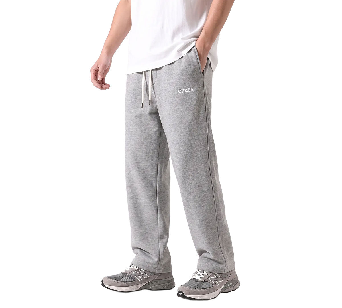 Clover Ribbed Interlock Wide-Leg Trousers with Embroidery (CVR25)