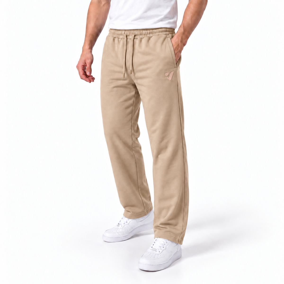 Clover wide-leg cotton terry cloth trousers with rubber-print.