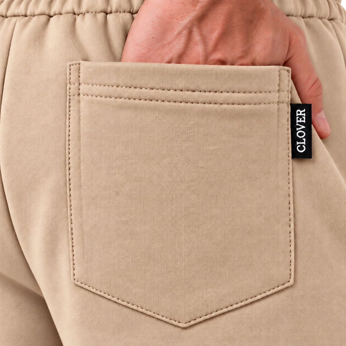 Clover wide-leg cotton terry cloth trousers with rubber-print.