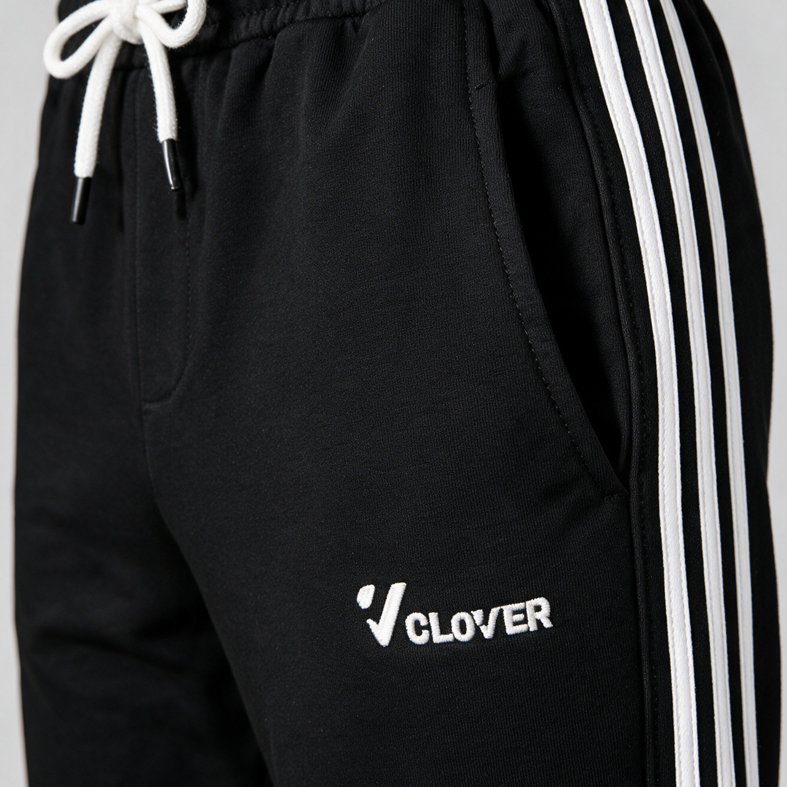 Clover Cotton French Terry Wide-Leg 3-Stripe Sweatpants