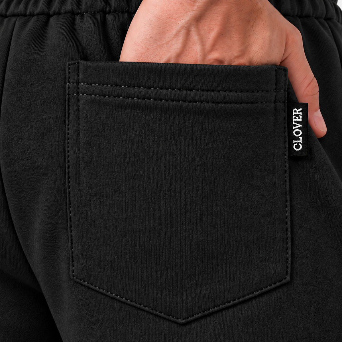 Clover wide-leg cotton terry cloth trousers with rubber-print.