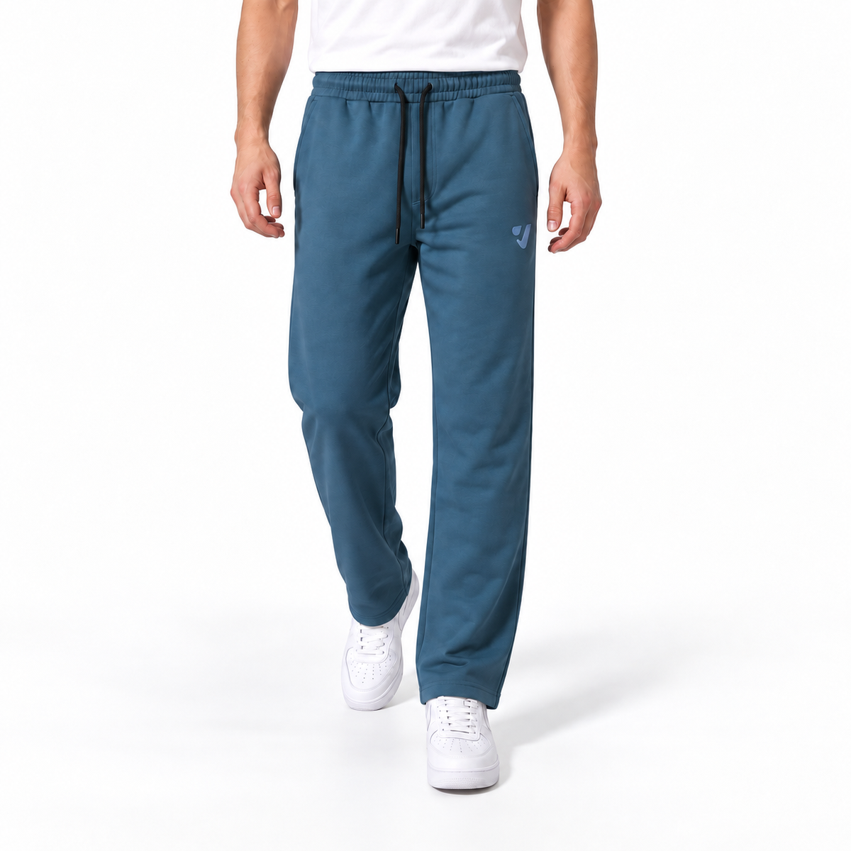 Clover wide-leg cotton terry cloth trousers with rubber-print.