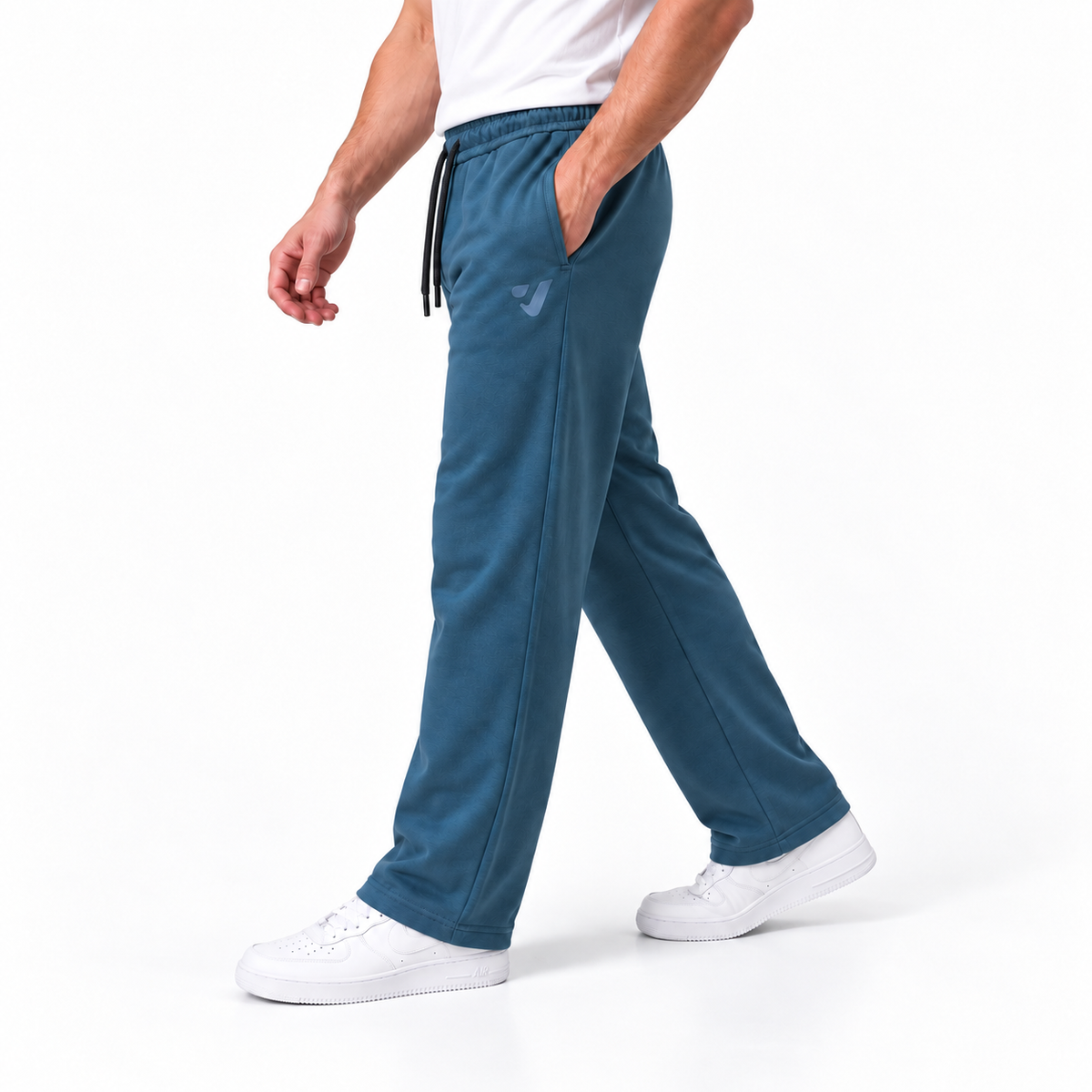 Clover wide-leg cotton terry cloth trousers with rubber-print.
