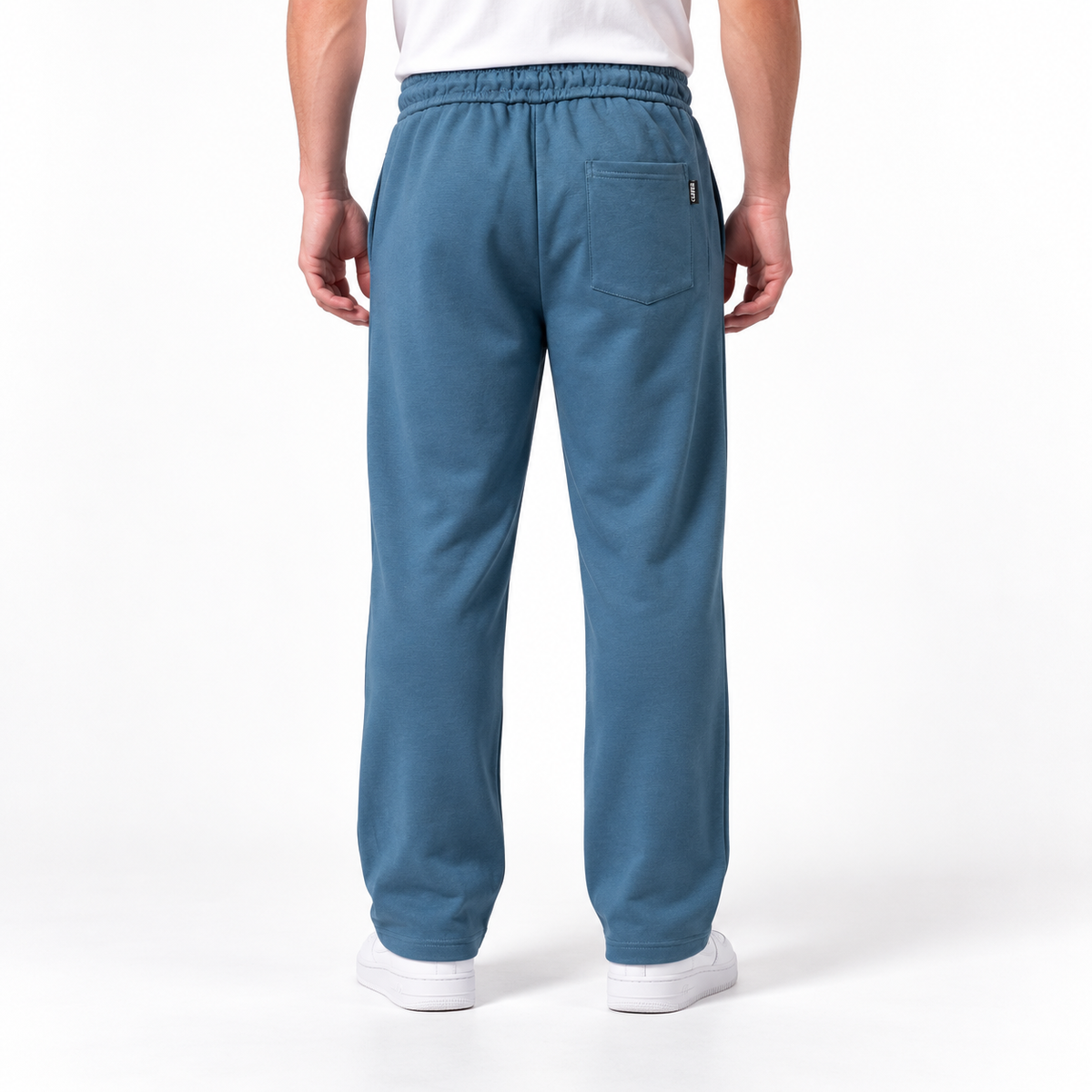 Clover wide-leg cotton terry cloth trousers with rose embroidery