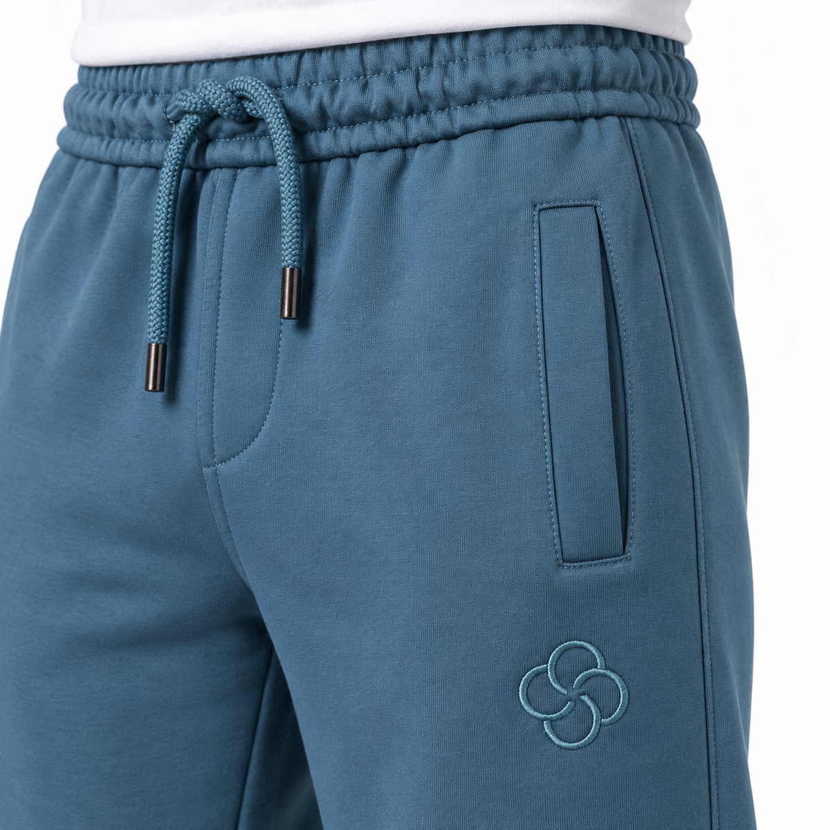 Clover wide-leg cotton terry cloth trousers with rose embroidery