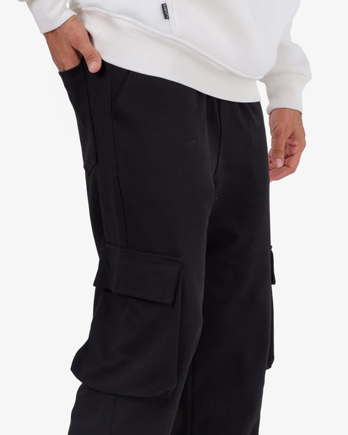 CLOVER Interlock Cotton pants   – Two Side Pockets BLACK