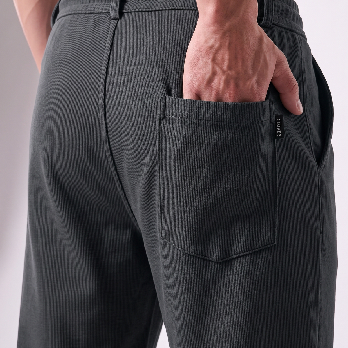 Clover ribbed interlock  joggers with waistband