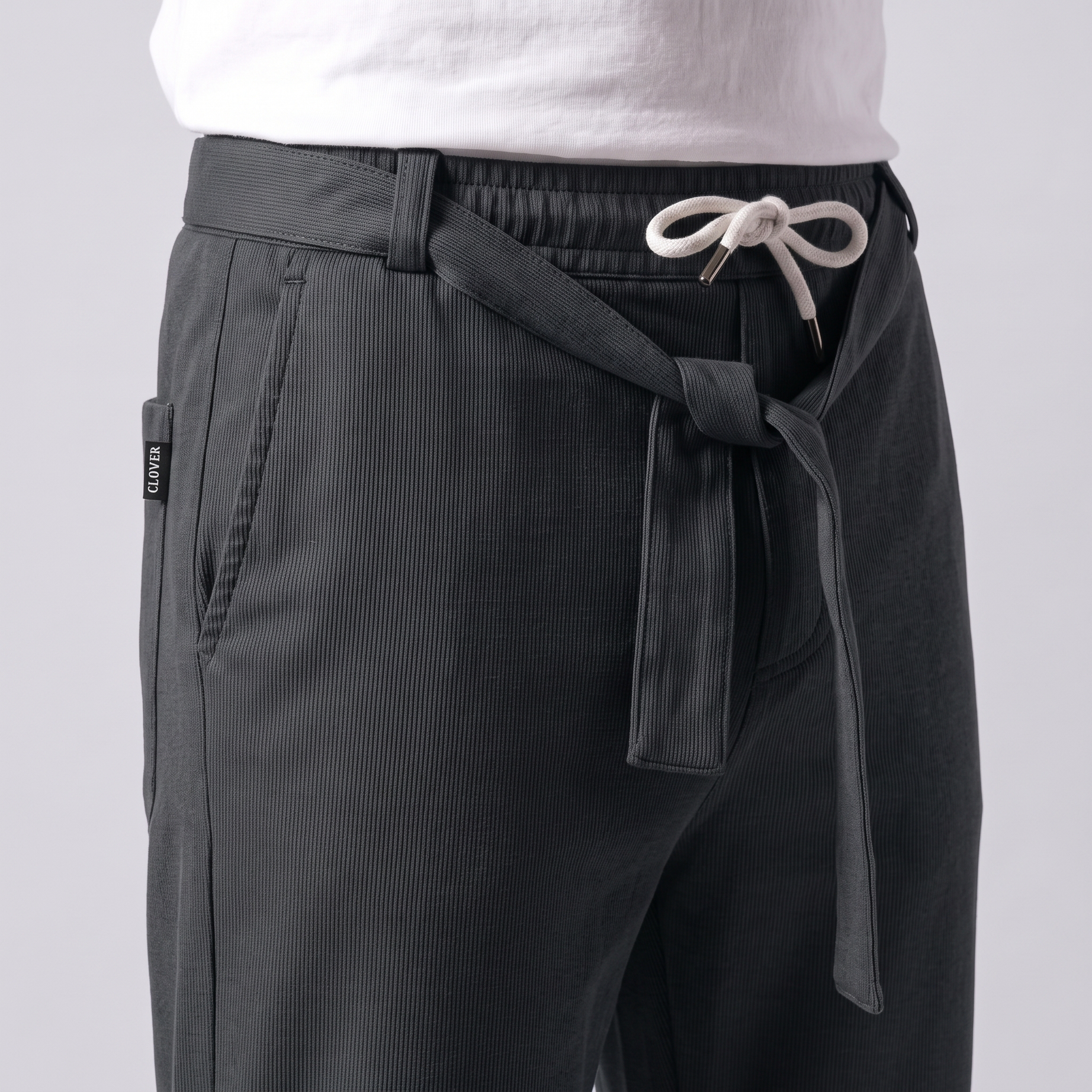 Clover ribbed interlock  joggers with waistband