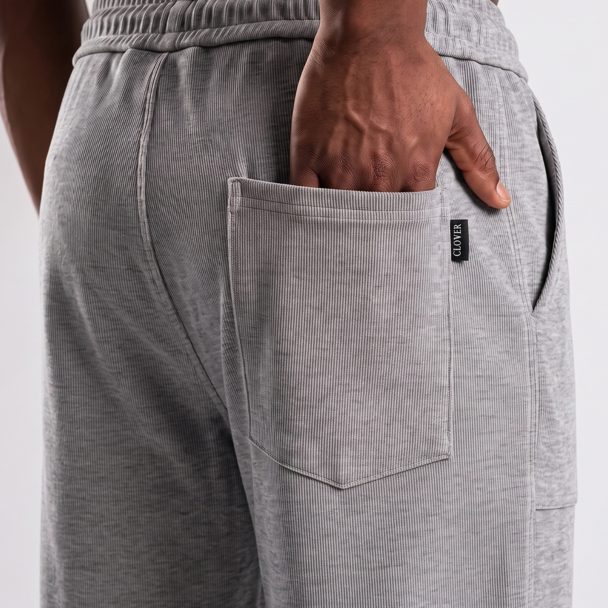 Clover ribbed interlock joggers with a slip-on pocket