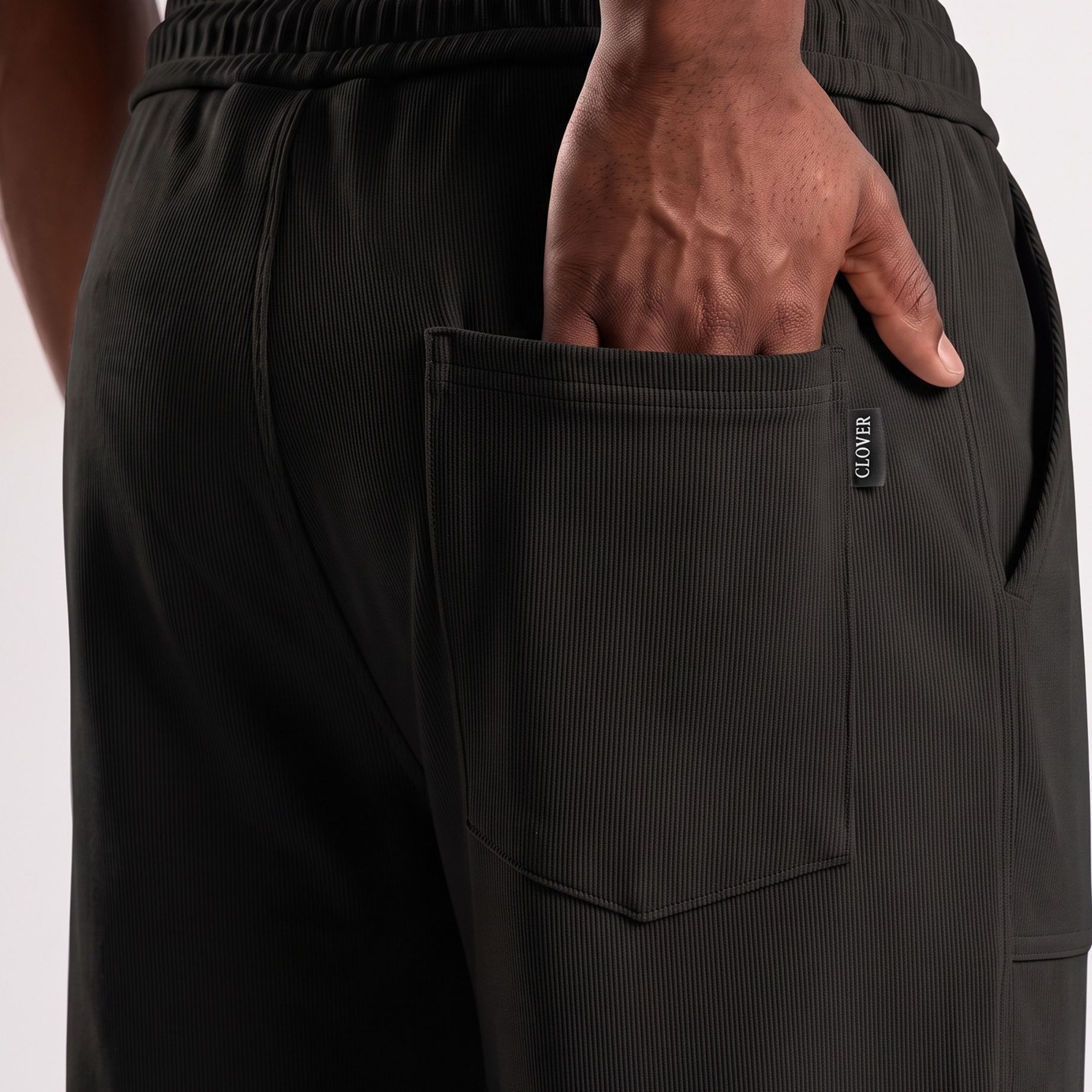 Clover ribbed interlock joggers with a slip-on pocket