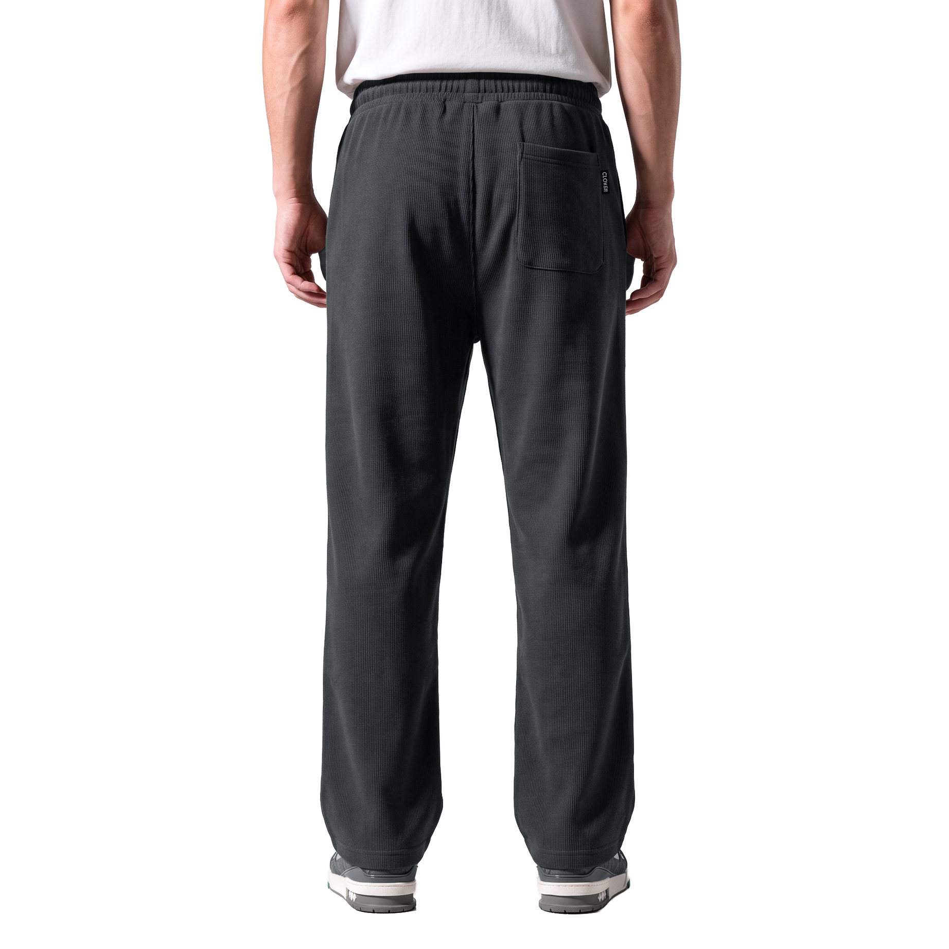 Clover ribbed interlock sweatpants with welt pockets