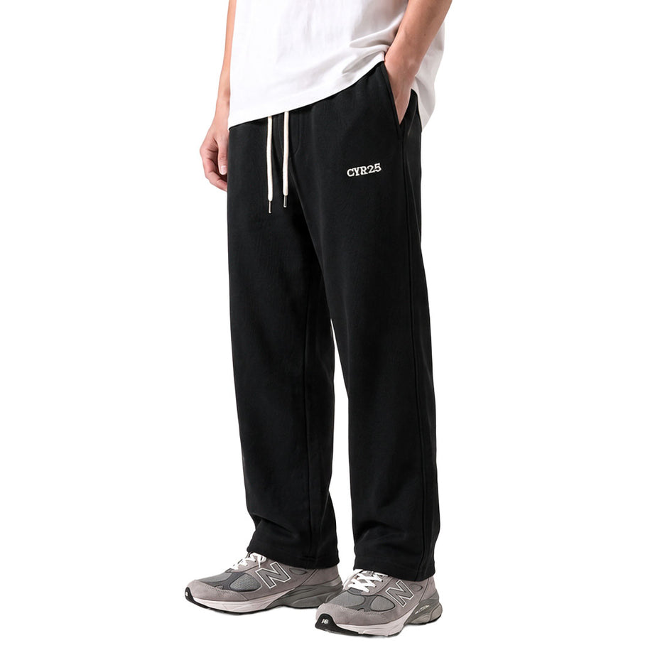 Clover Ribbed Interlock Wide-Leg Trousers with Embroidery (CVR25)