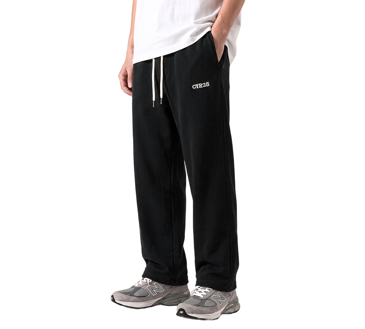Clover Ribbed Interlock Wide-Leg Trousers with Embroidery (CVR25)