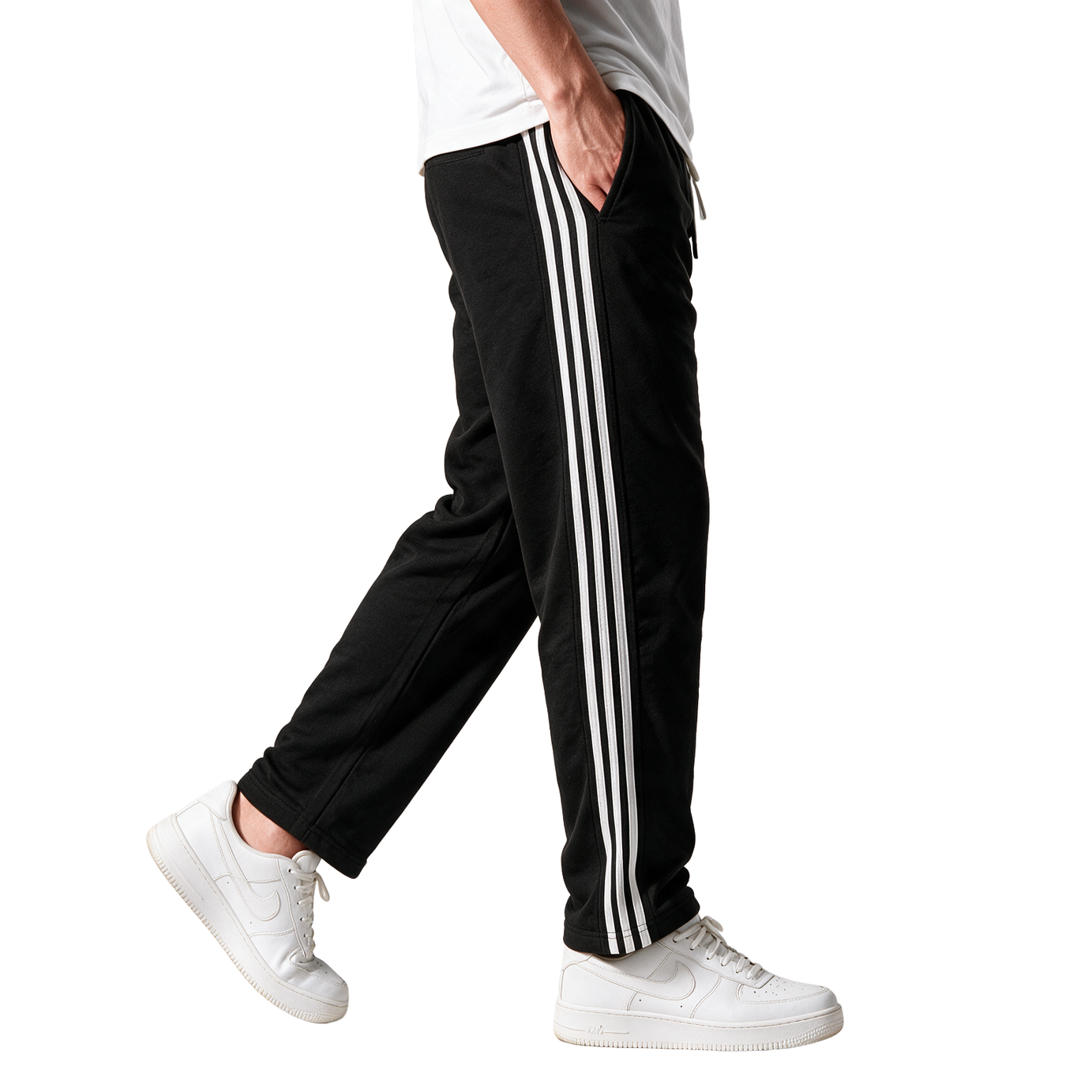Clover Cotton French Terry Wide-Leg 3-Stripe Sweatpants