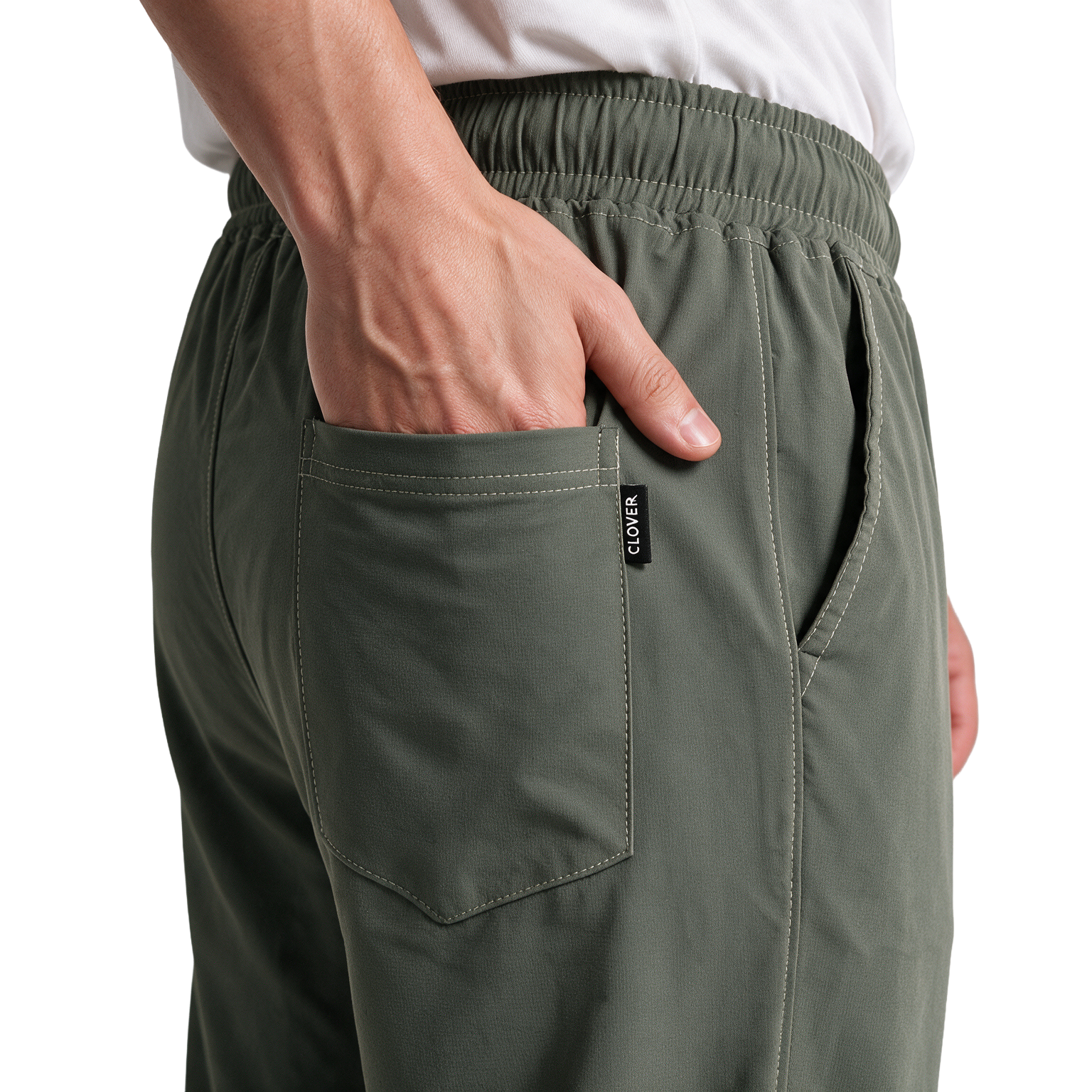 Clover Soft joggers featuring a rubber print and a cut-and-sew design
