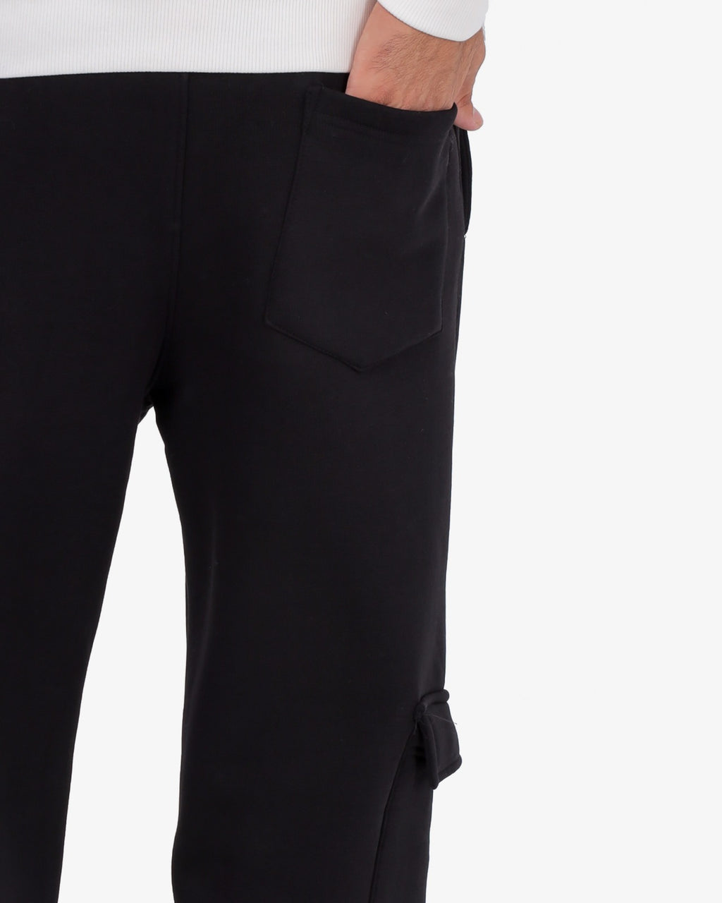 Wide-Leg Cargo Pants with Two Pockets BLACK