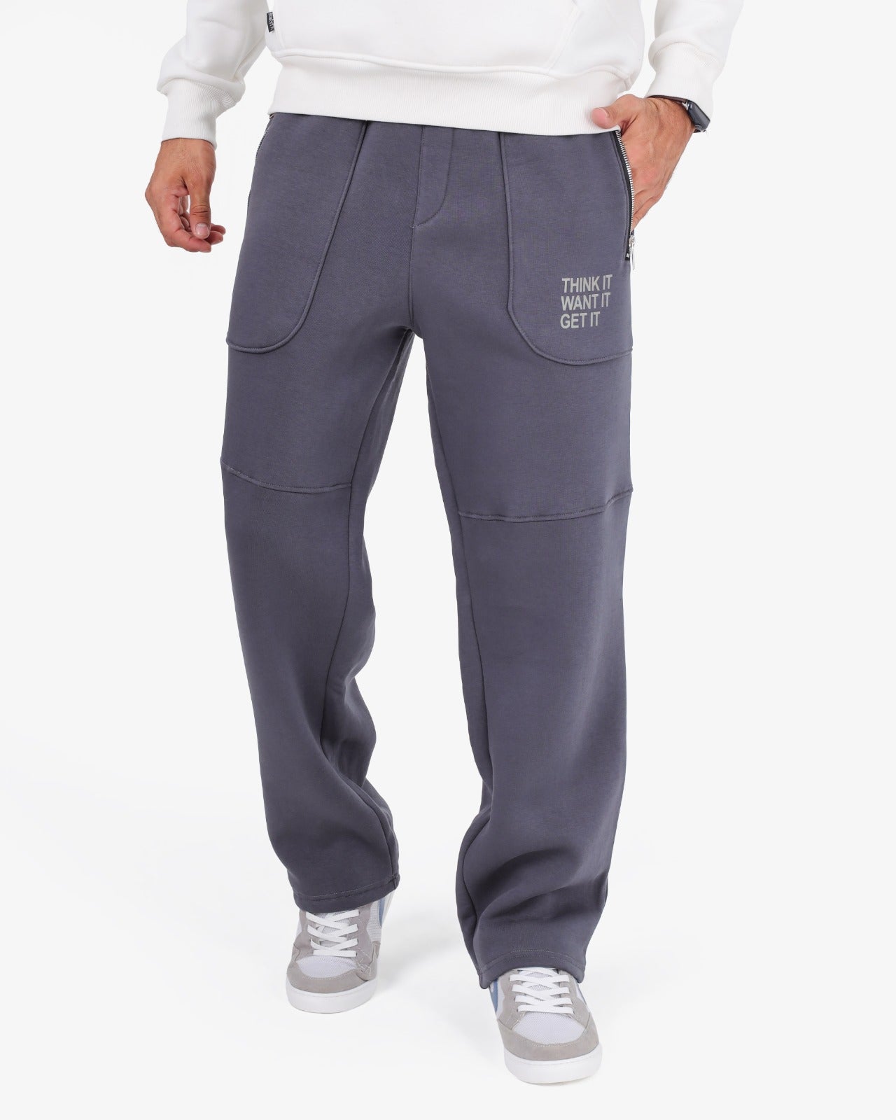 CLOVER Milton Sponge Cotton Wide-Leg pants – Printed Design gray