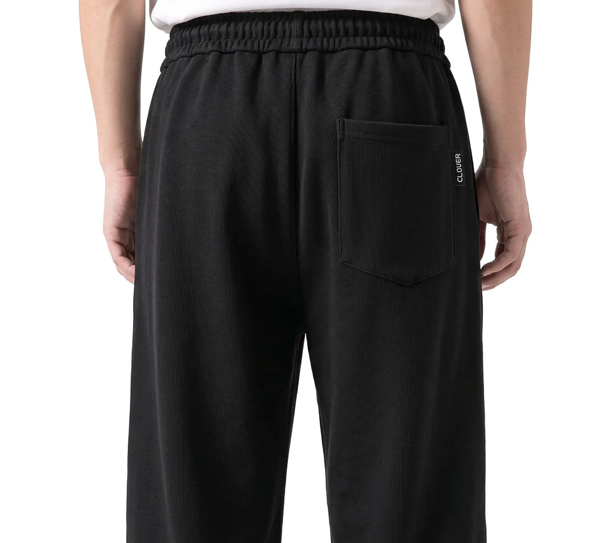 Clover Ribbed Interlock Wide-Leg Trousers with Embroidery (CVR25)