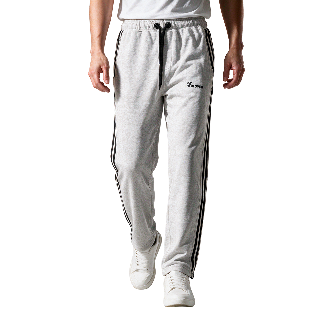 Clover Cotton French Terry Wide-Leg 3-Stripe Sweatpants