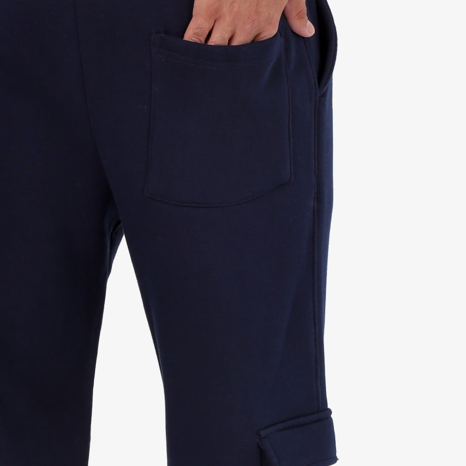Clover-embroidered sponge cargo joggers