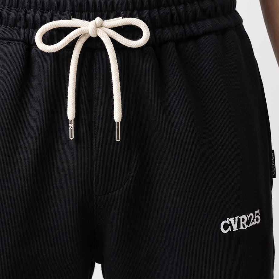 Clover Ribbed Interlock Wide-Leg Trousers with Embroidery (CVR25)