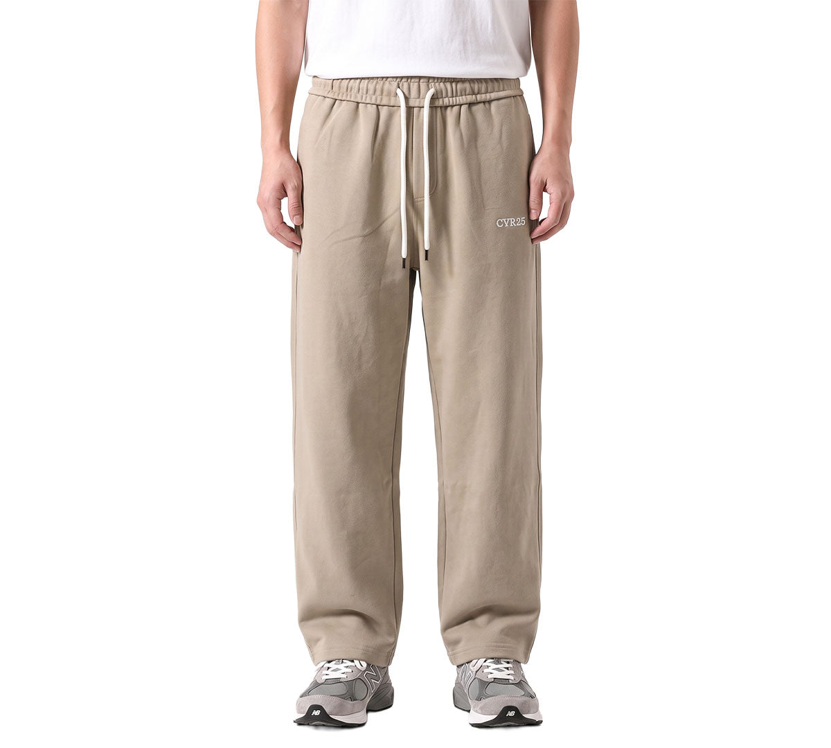 Clover Ribbed Interlock Wide-Leg Trousers with Embroidery (CVR25)