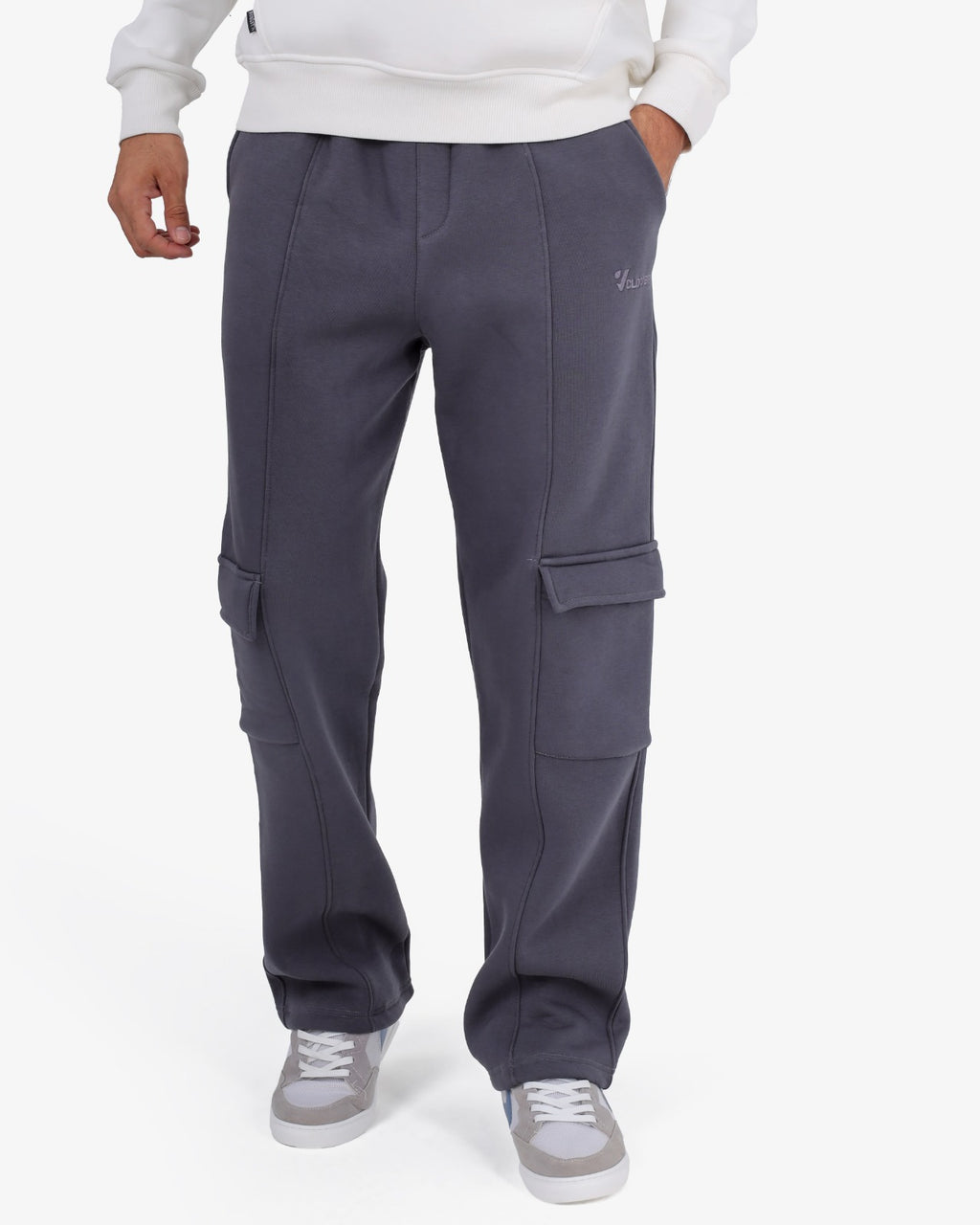 Wide-Leg Cargo Pants with Two Pockets GRAY