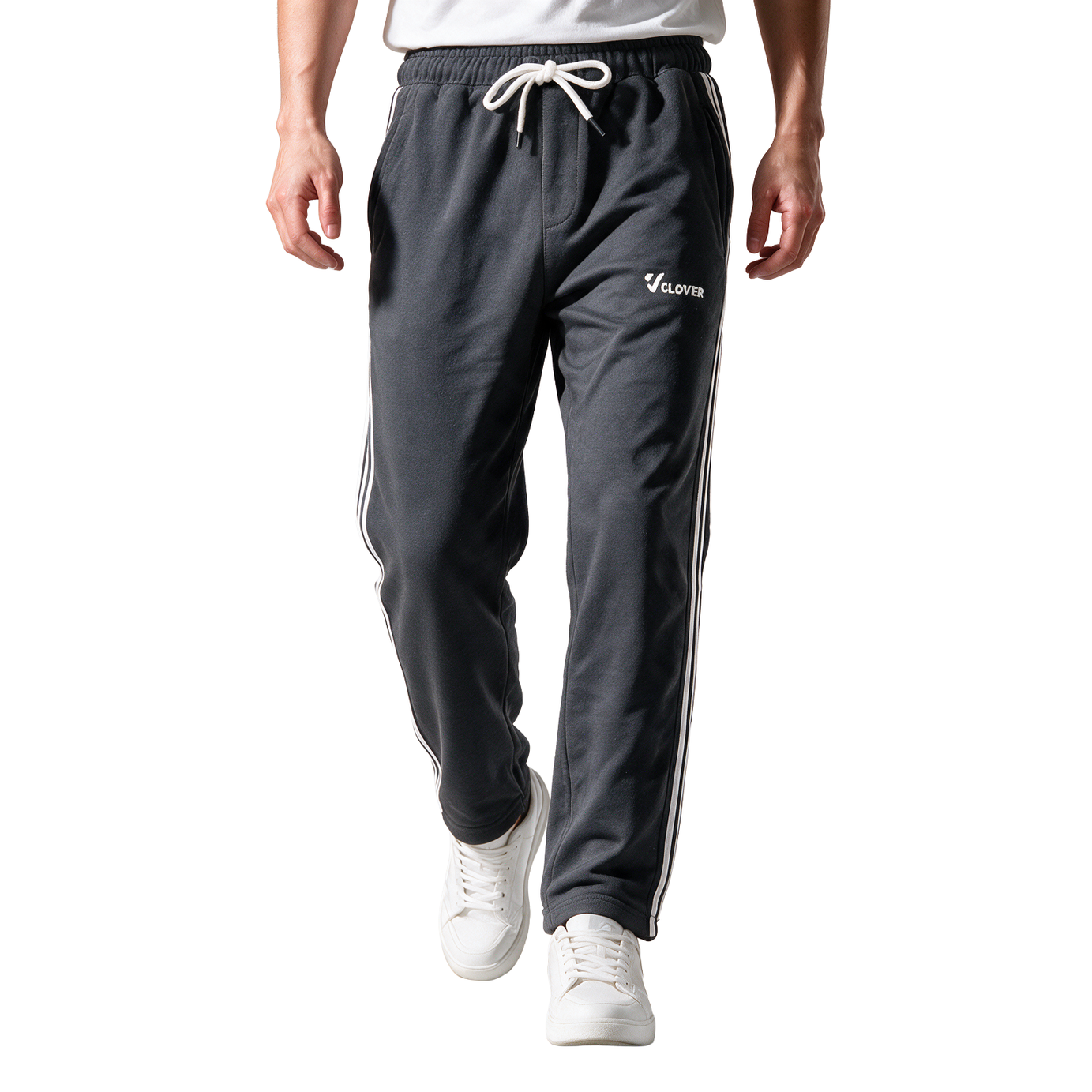 Clover Cotton French Terry Wide-Leg 3-Stripe Sweatpants