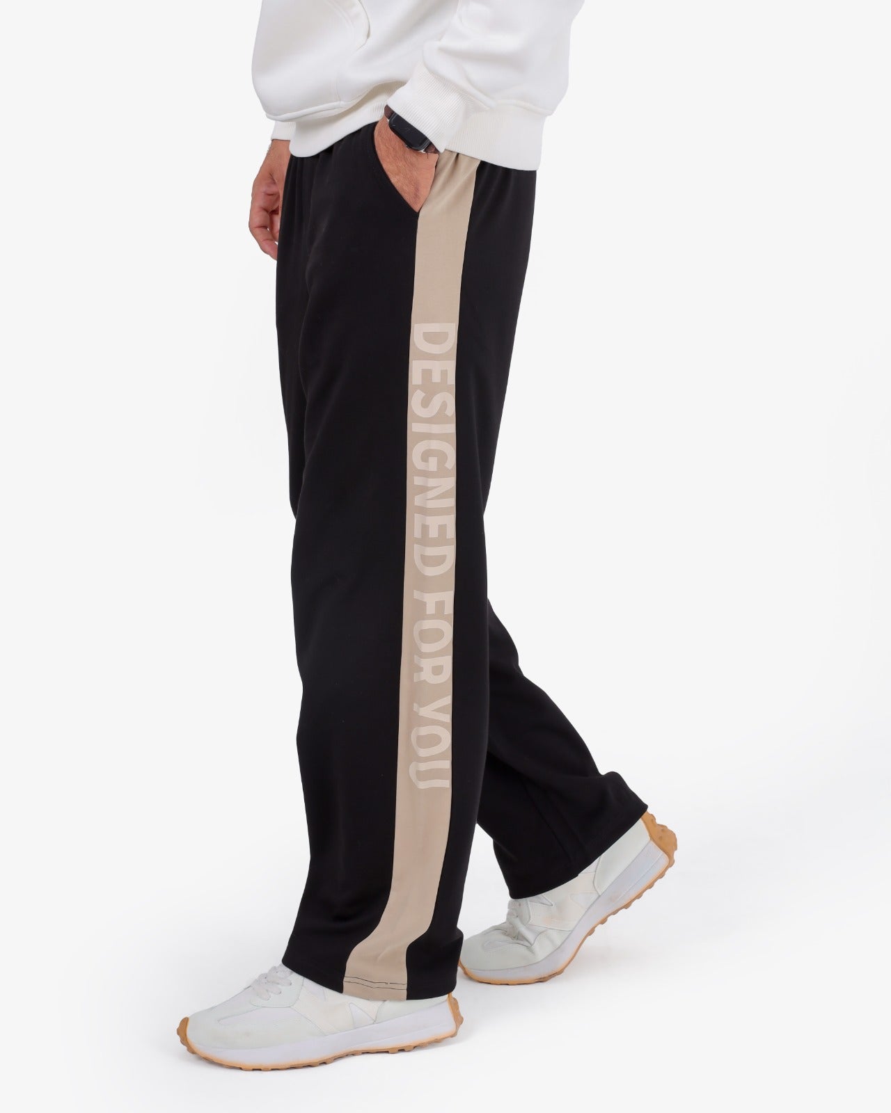 CLOVER Interlock Wide-Leg Joggers (DESIGNED FOR YOU) BLACK