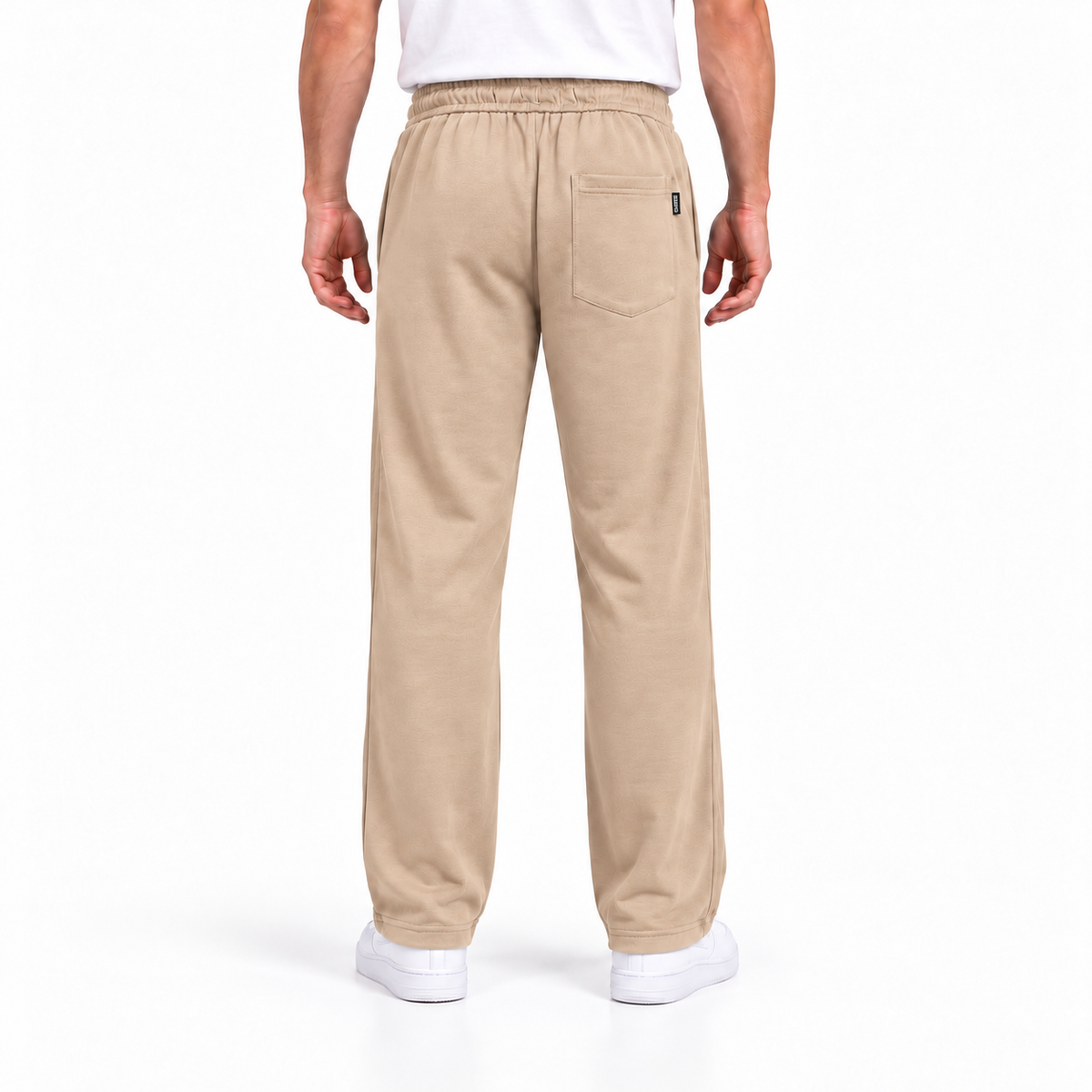 Clover wide-leg cotton terry cloth trousers with rubber-print.