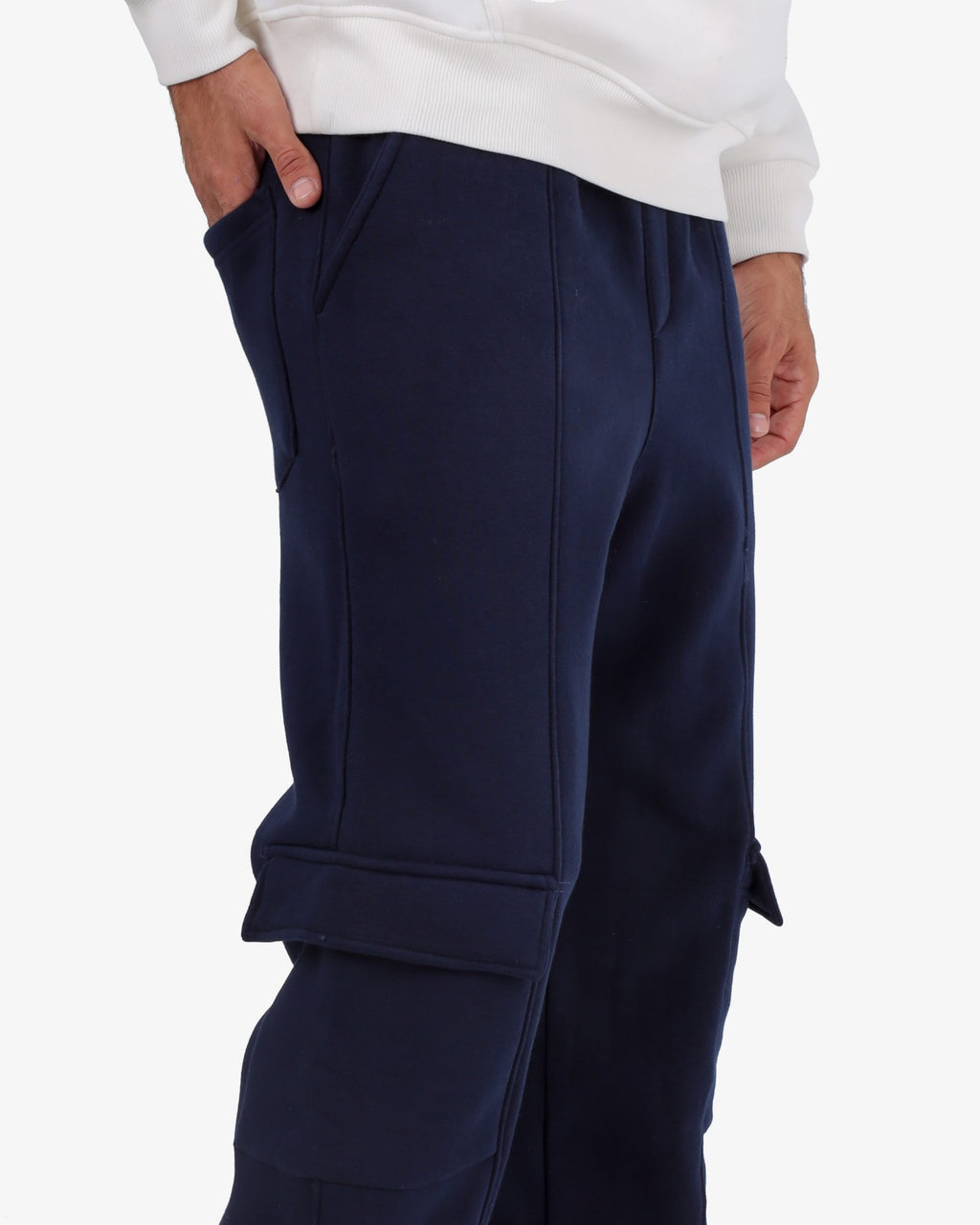 Wide-Leg Cargo Pants with Two Pockets BLUE