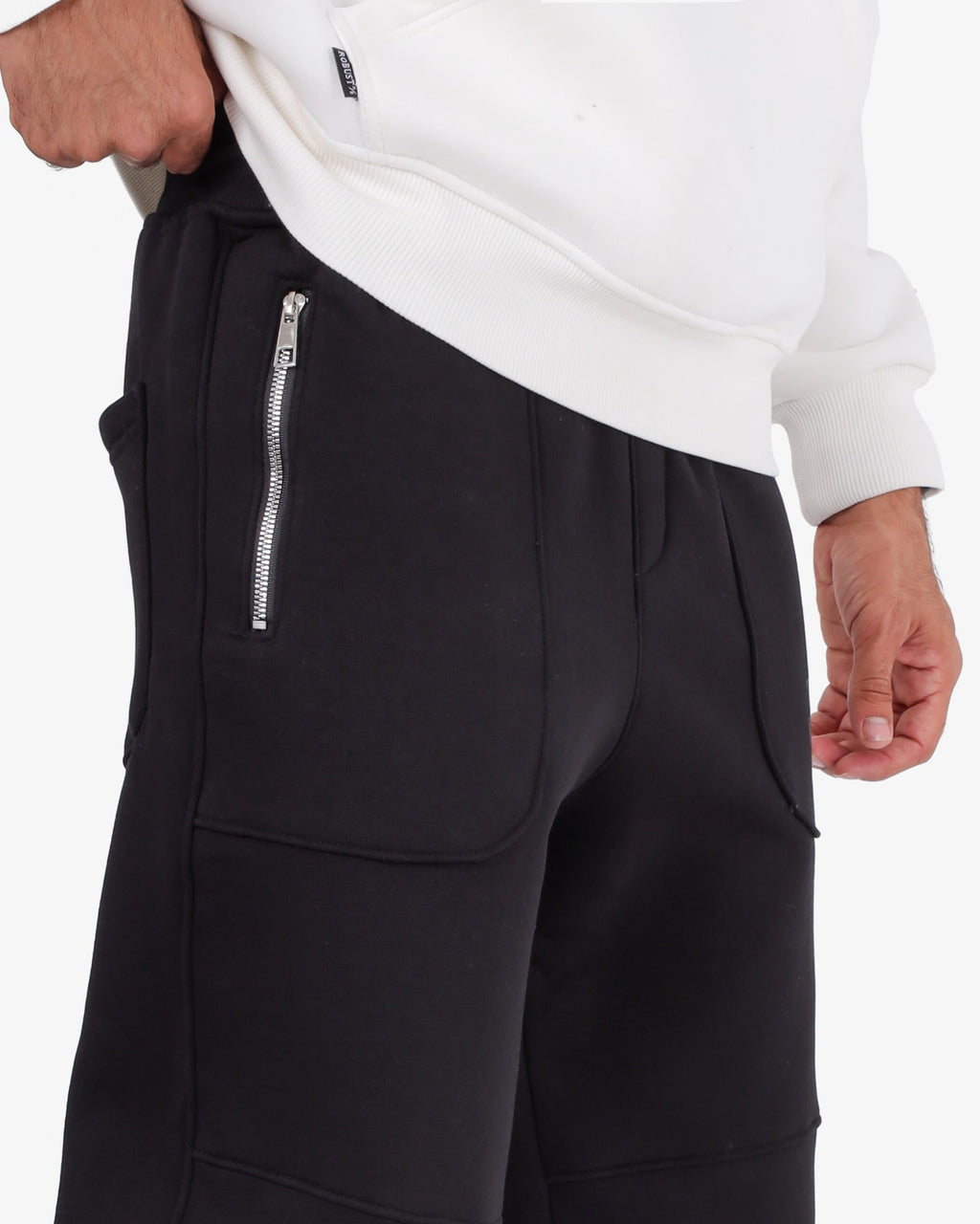 CLOVER Milton Sponge Cotton Wide-Leg Joggers – Printed Design BLACK