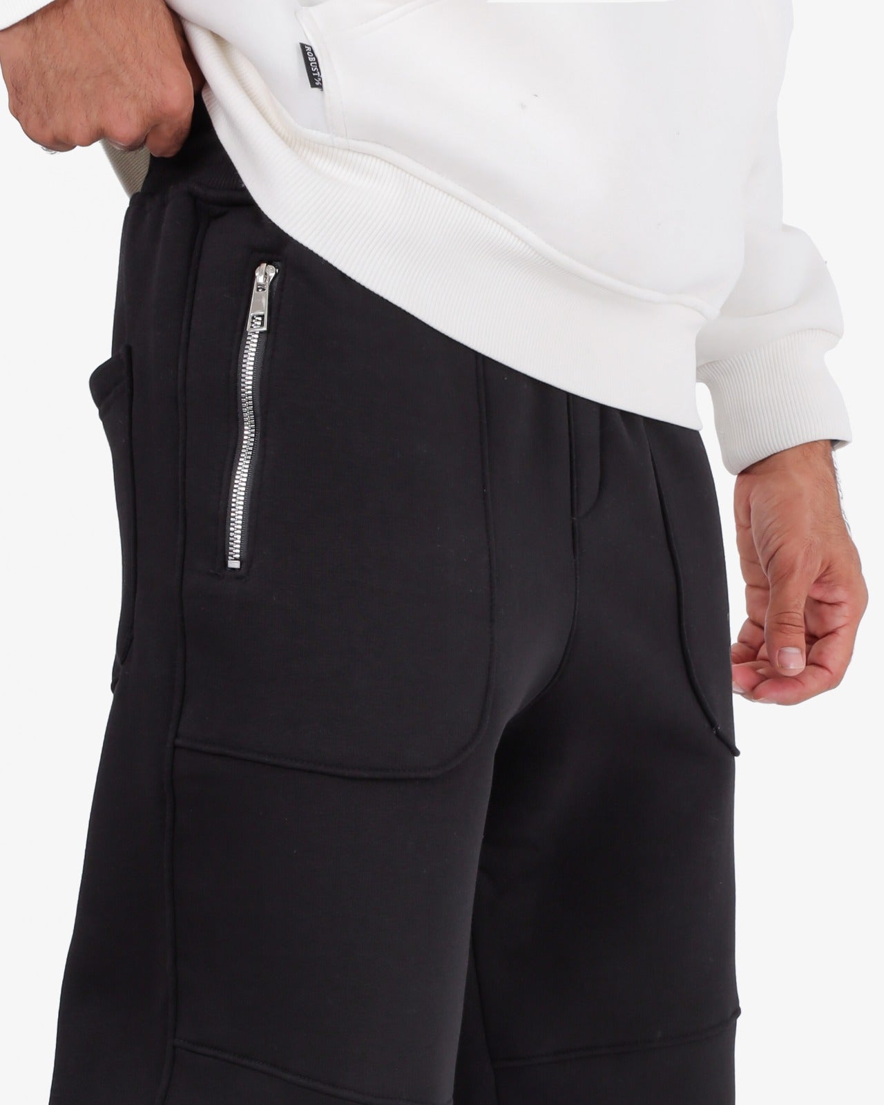 CLOVER Milton Sponge Cotton Wide-Leg Joggers – Printed Design BLACK