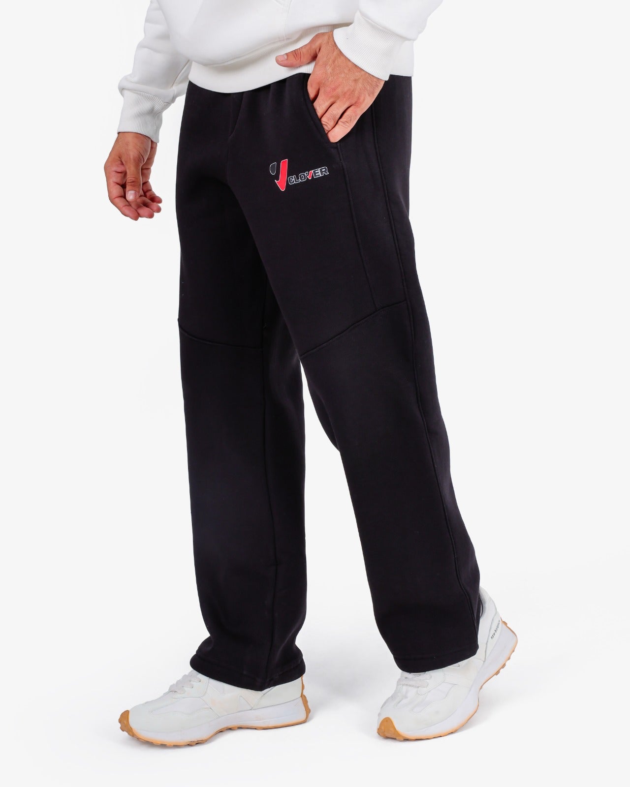 CLOVER Milton Sponge Cotton Wide-Leg pants –  black