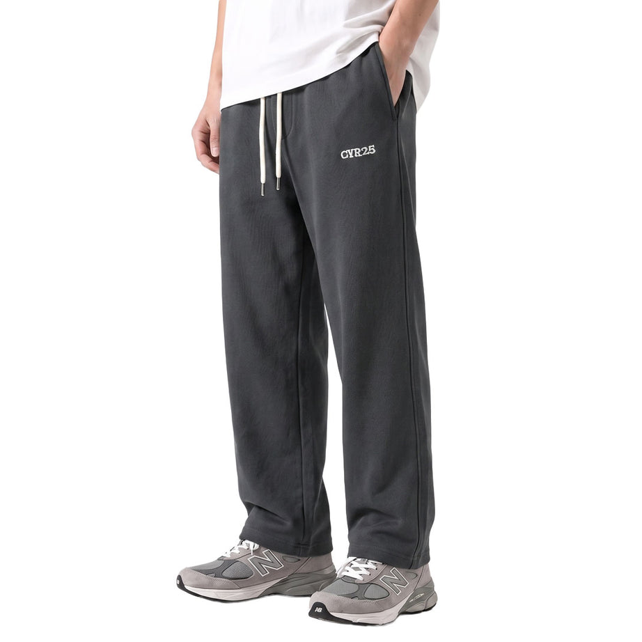 Clover Ribbed Interlock Wide-Leg Trousers with Embroidery (CVR25)