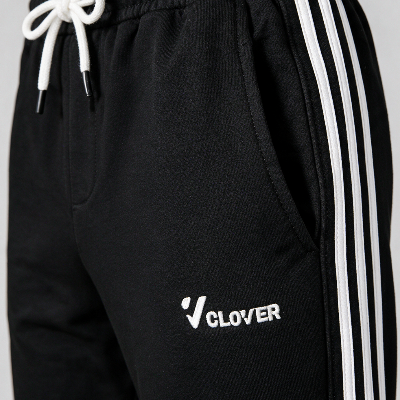 Clover Cotton French Terry Wide-Leg 3-Stripe Sweatpants