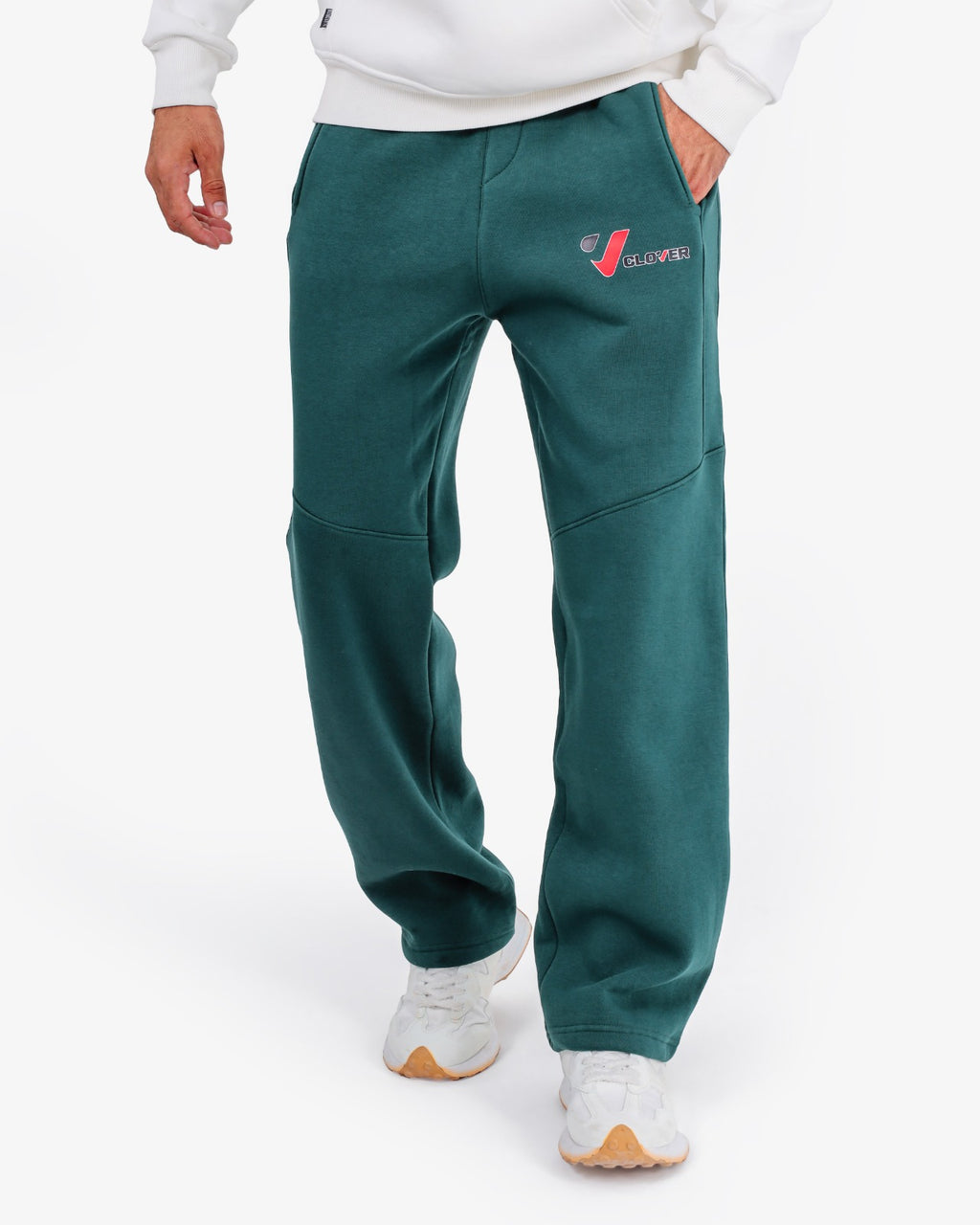 CLOVER Milton Sponge Cotton Wide-Leg Joggers – Printed Design OLIVE