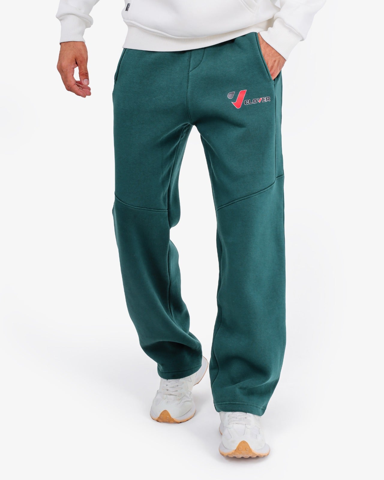 CLOVER Milton Sponge Cotton Wide-Leg Joggers – Printed Design OLIVE