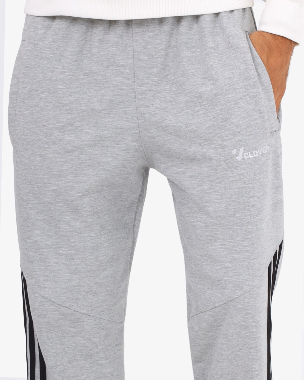 Wide-leg embroidered sweatpants (3-line design)