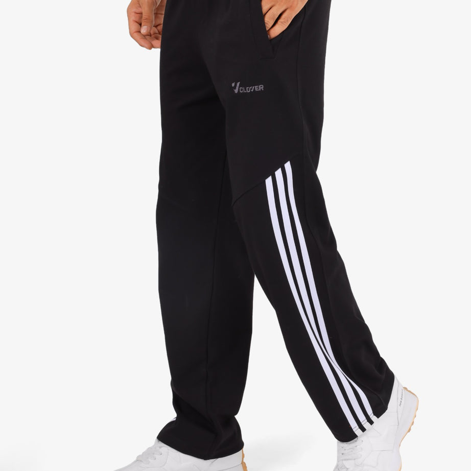 Wide-leg embroidered sweatpants (3-line design)