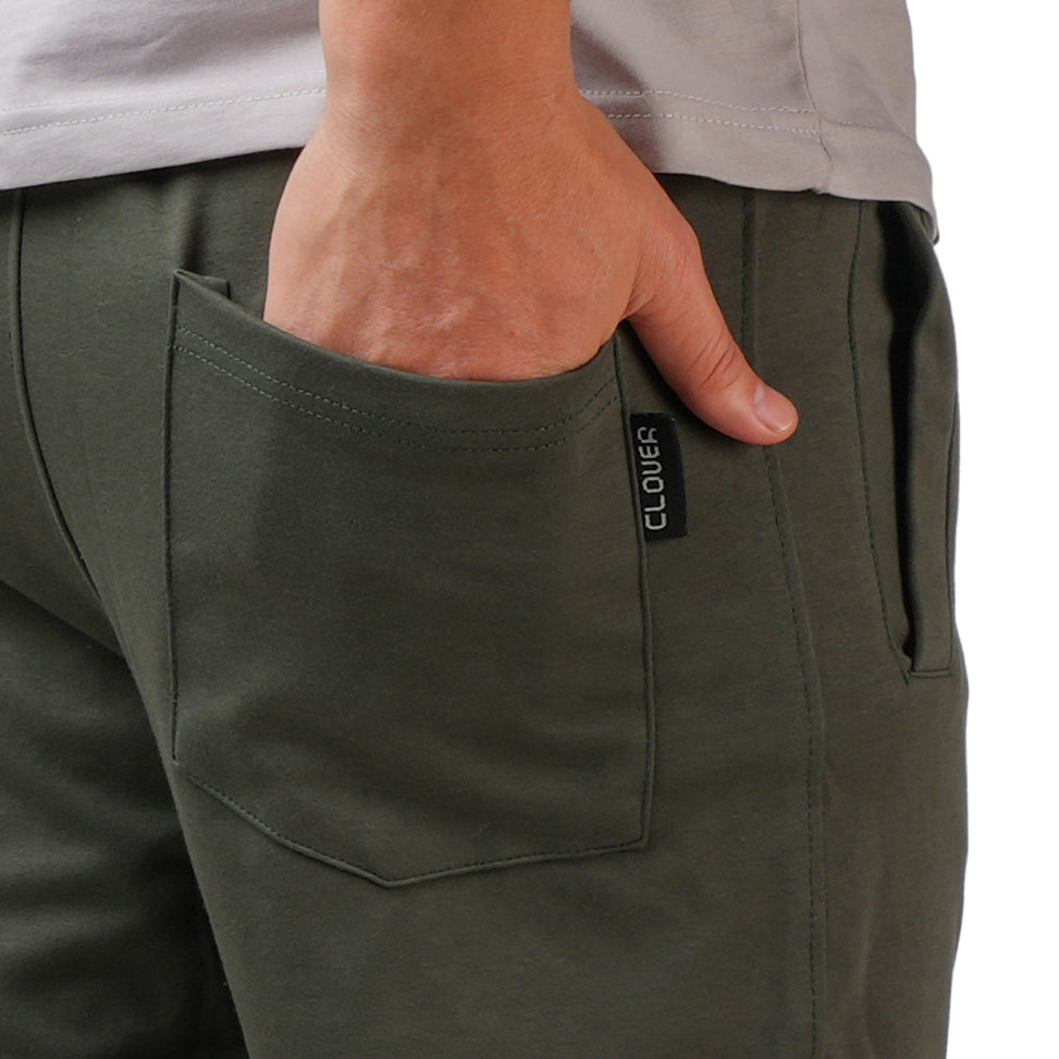 CLOVER Interlock Cotton pants – Premium Cut Panel Design olive
