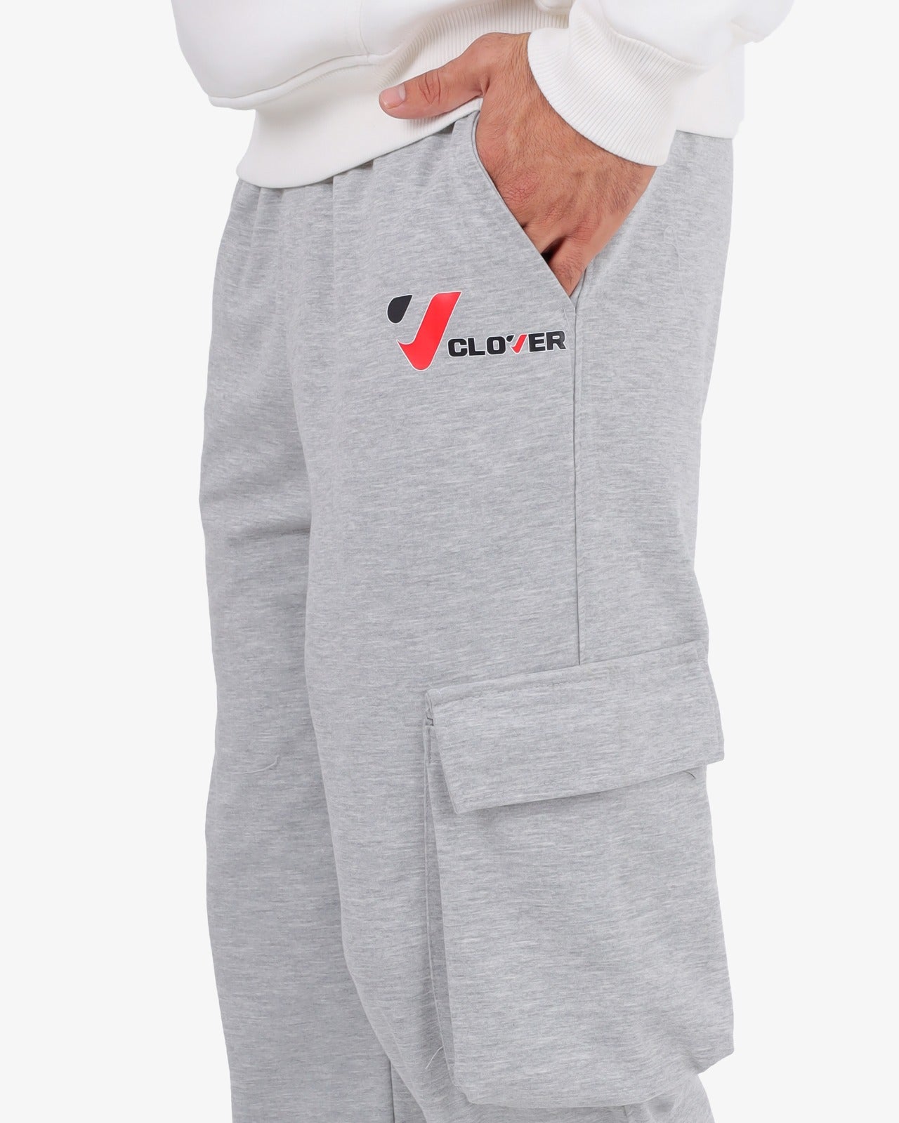 CLOVER Interlock Cotton Joggers – Two Side Pockets LIGHT GRAY