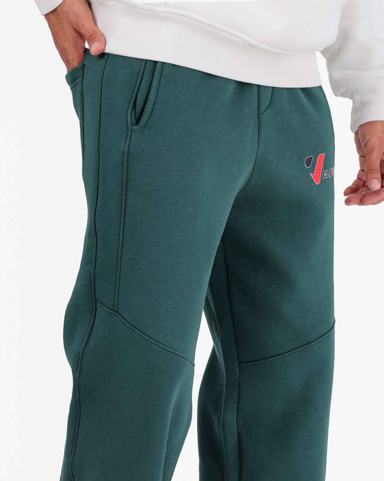 CLOVER Milton Sponge Cotton Wide-Leg Joggers – Printed Design OLIVE