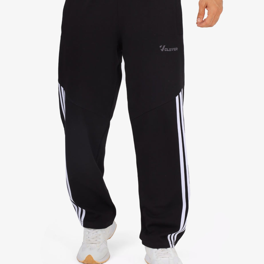 Wide-leg embroidered sweatpants (3-line design)